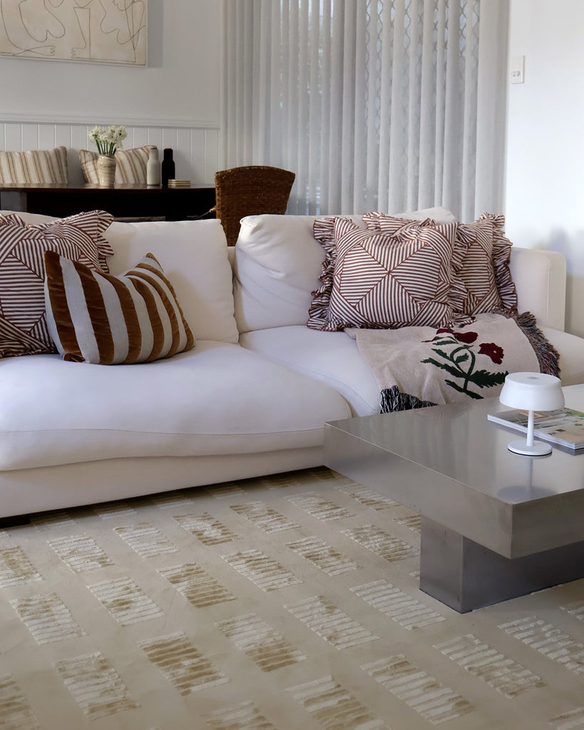 Ouargia Textured Geometric Neutral Rug