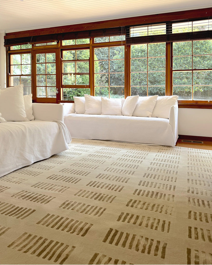 Ouargia Textured Geometric Neutral Washable Rug