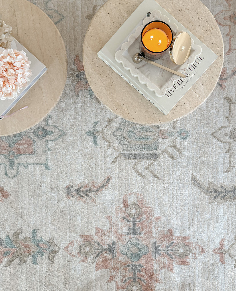 Pebblebrook Cream and Pink Traditional Rug