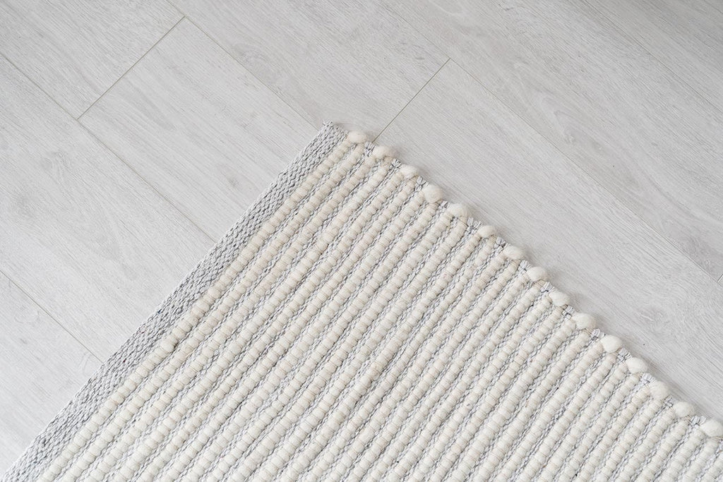 Pella Cream and Grey Textured Flatweave Rug