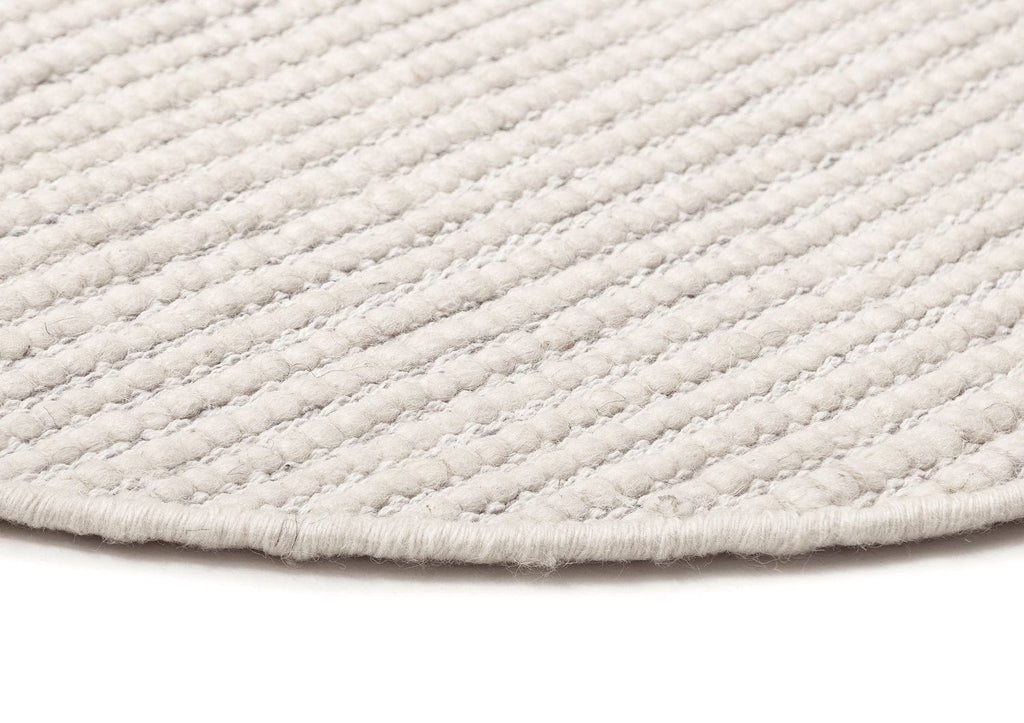 Pella Cream and Grey Textured Flatweave Round Rug