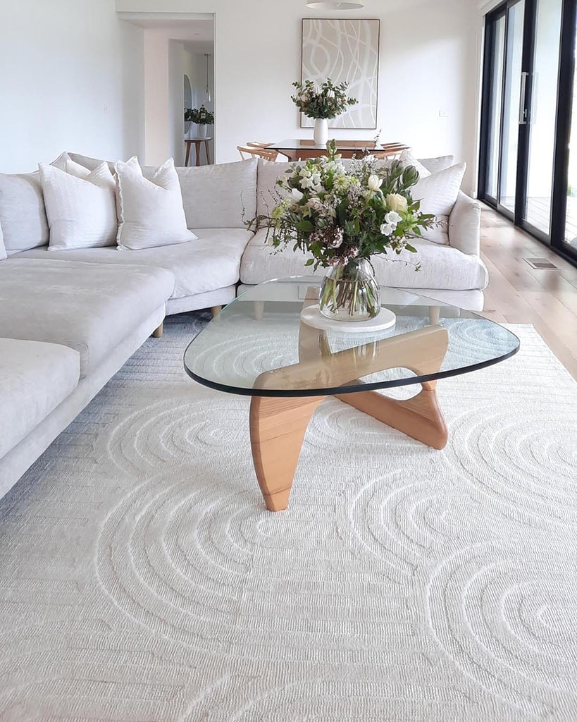 Penelope Ivory Cream Textured Rainbow Rug