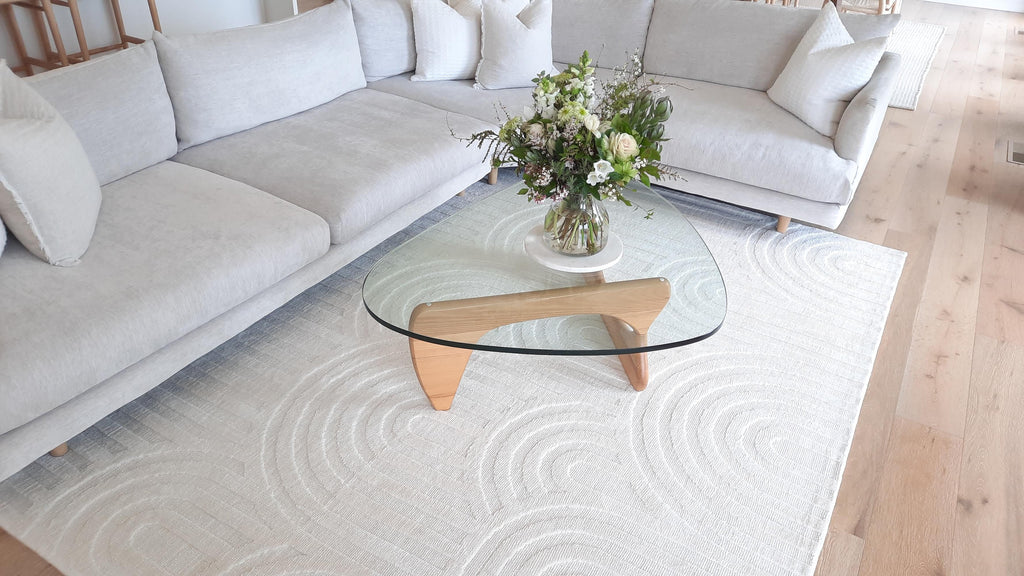 Penelope Ivory Cream Textured Rainbow Rug