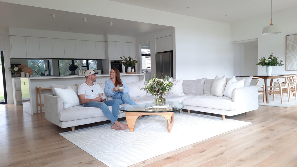 Penelope Ivory Cream Textured Rainbow Rug