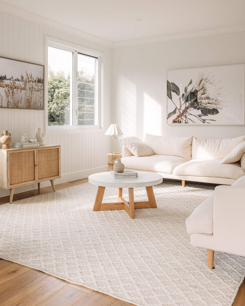 Piper Diamond Bleached Jute Rug