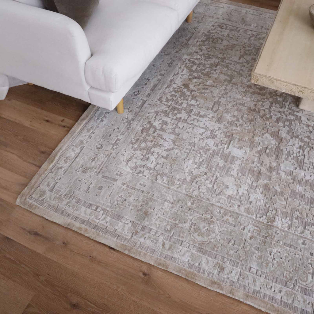 Piya Brown and Grey Traditional Distressed Rug