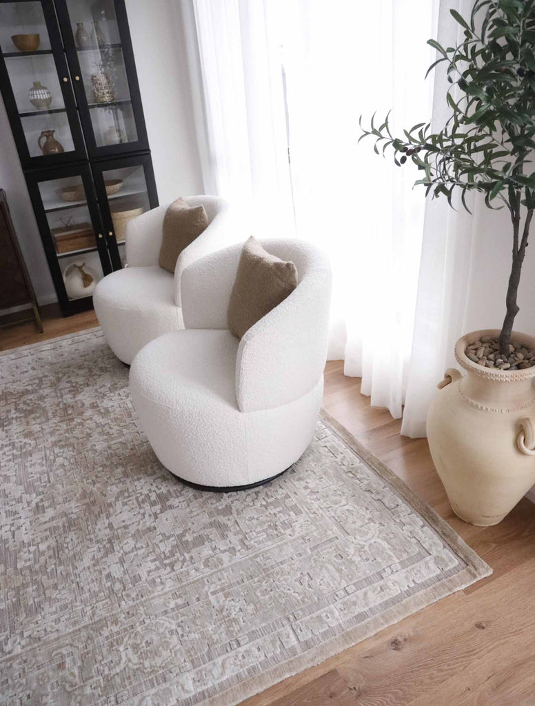 Piya Brown and Grey Traditional Distressed Rug