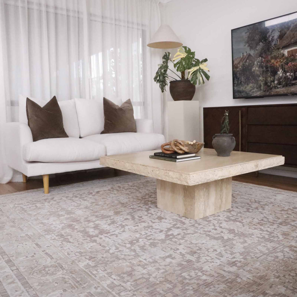 Piya Brown and Grey Traditional Distressed Rug