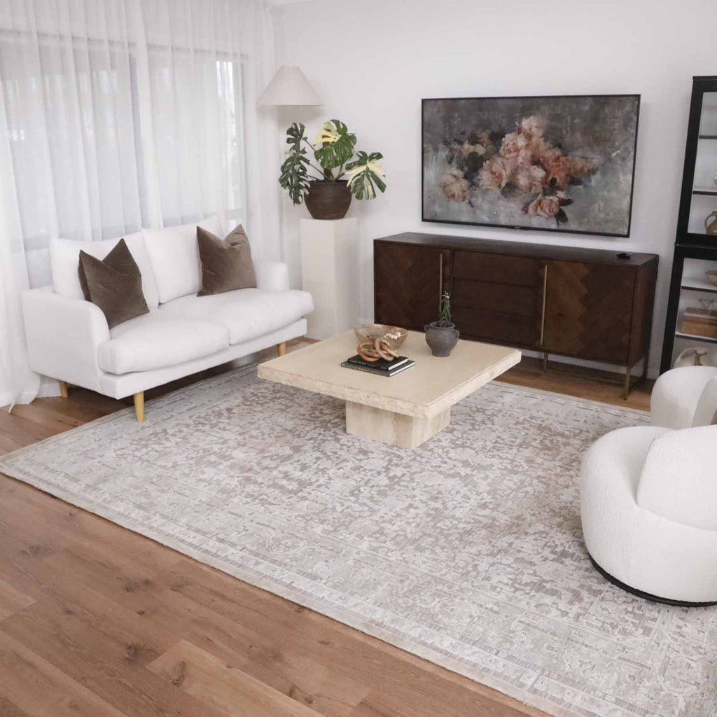 Piya Brown and Grey Traditional Distressed Rug