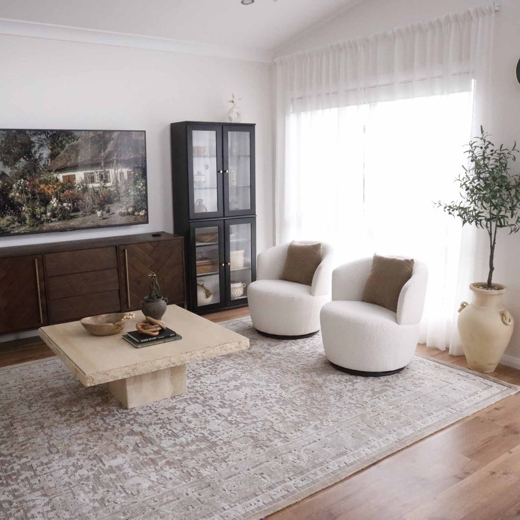 Piya Brown and Grey Traditional Distressed Rug