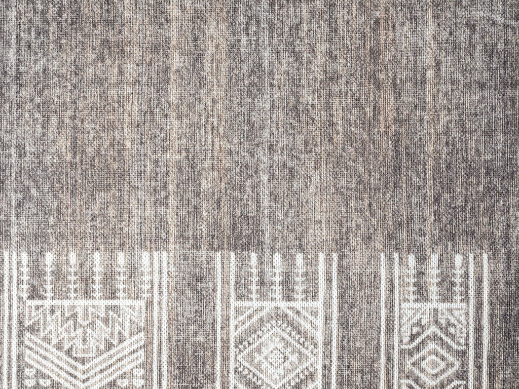 Raia Charcoal and Grey Tribal Distressed Washable Rug