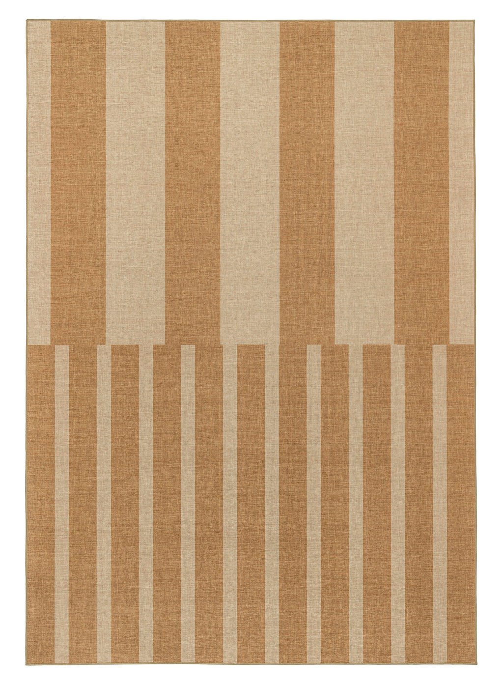 Ravello Warm Beige and Golden Sand Striped Indoor Outdoor Rug