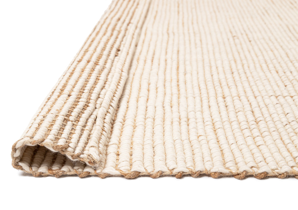 Reema Ivory Cream Jute and Wool Textured Rug