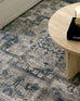 Rhona Blue And Grey Distressed Floral Rug