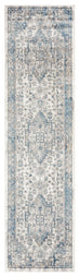 Rhona Blue And Grey Distressed Floral Runner Rug
