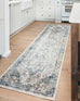 Rhona Blue And Grey Distressed Floral Runner Rug
