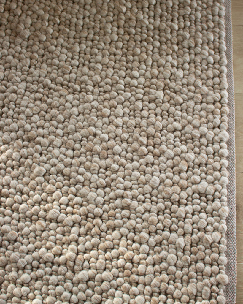 Rila Cream and Beige Marbled Wool Rug