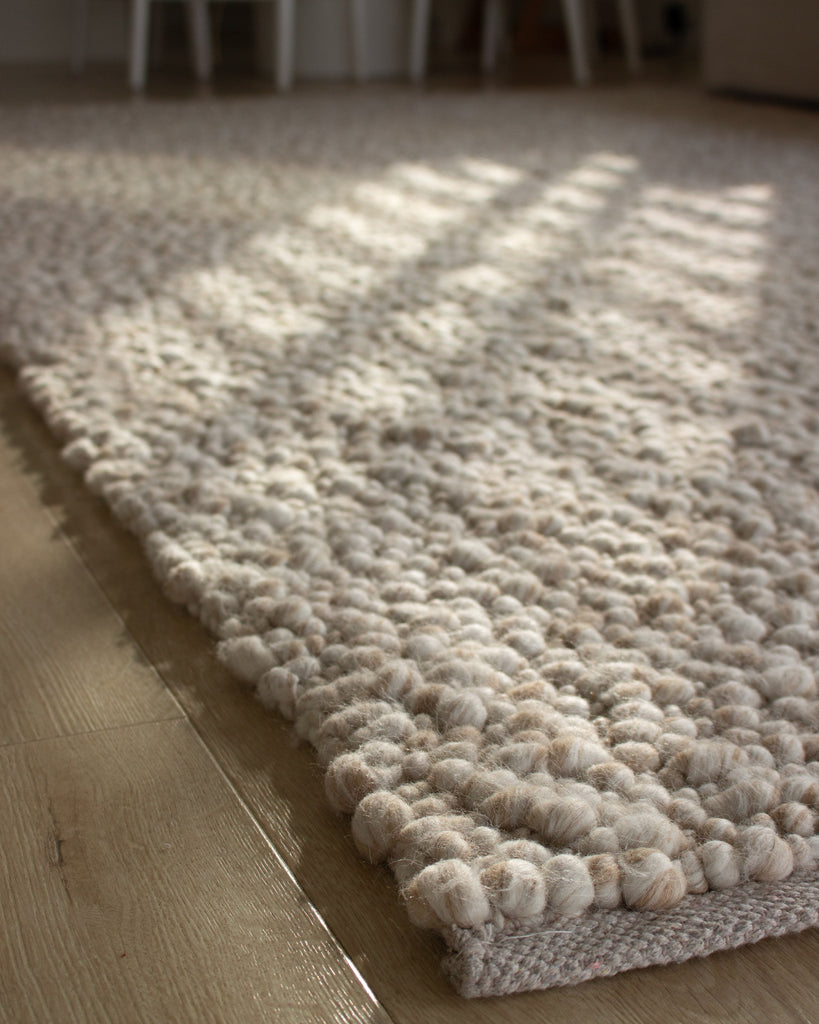 Rila Cream and Beige Marbled Wool Rug