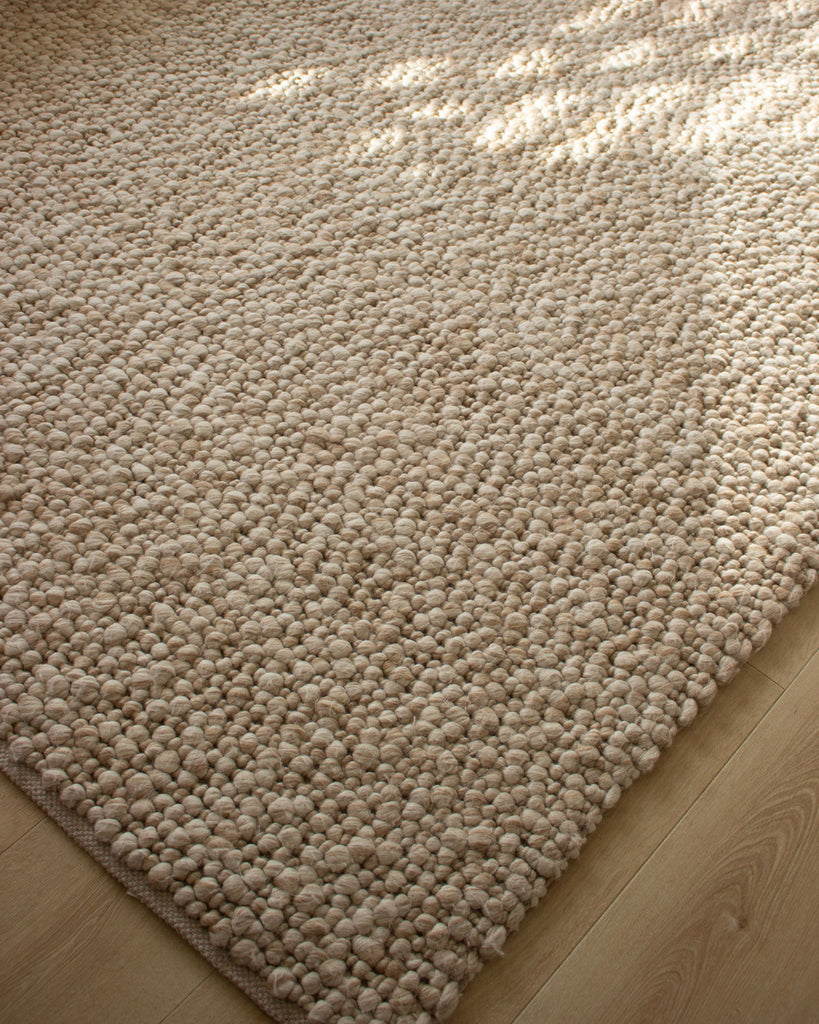 Rila Cream and Beige Marbled Wool Rug
