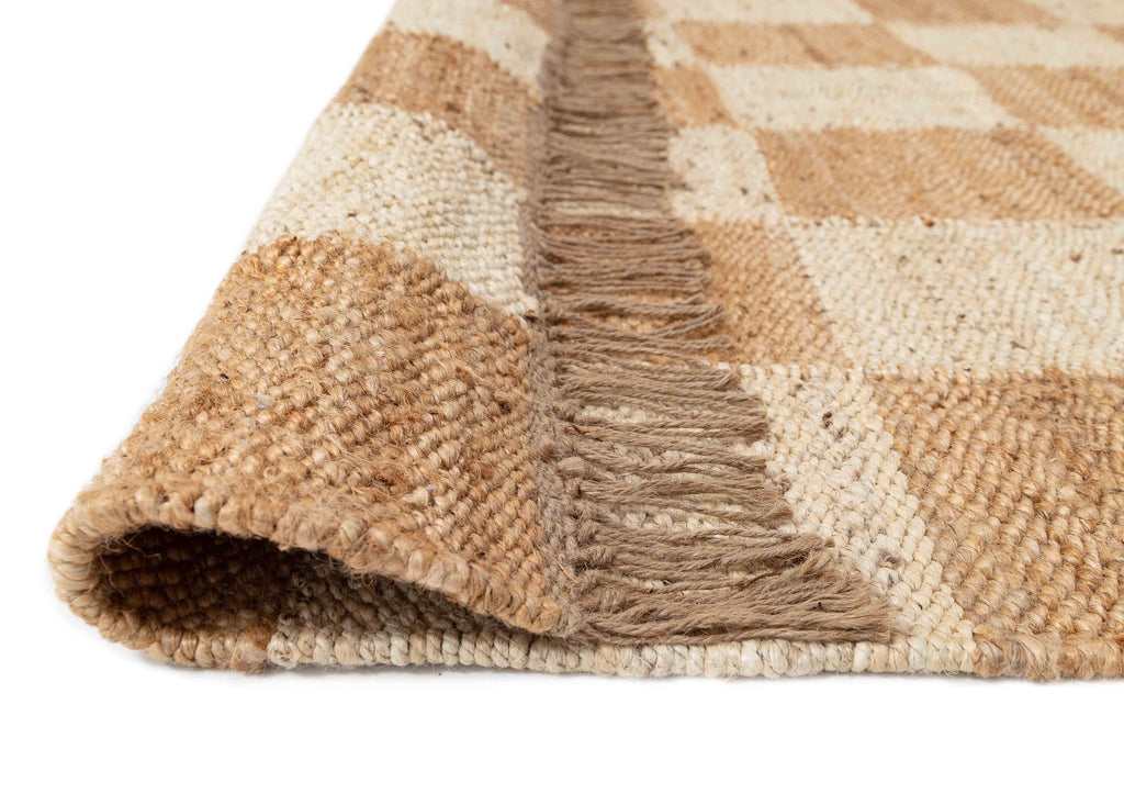 Riley Natural and Bleached Checkered Jute Rug *NO RETURNS UNLESS FAULTY