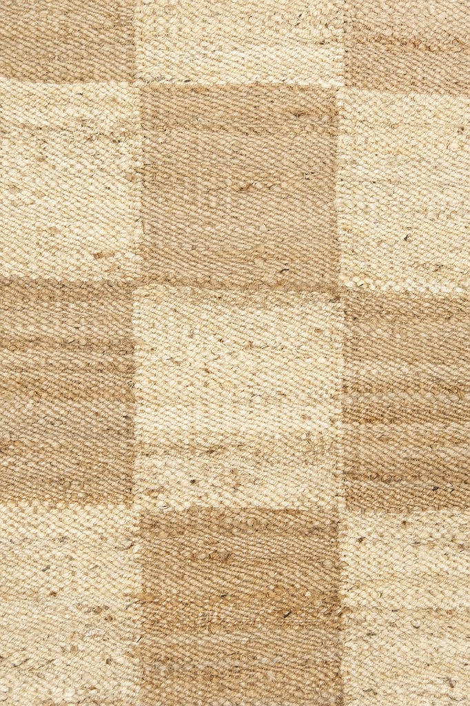 Riley Natural and Bleached Checkered Jute Runner Rug