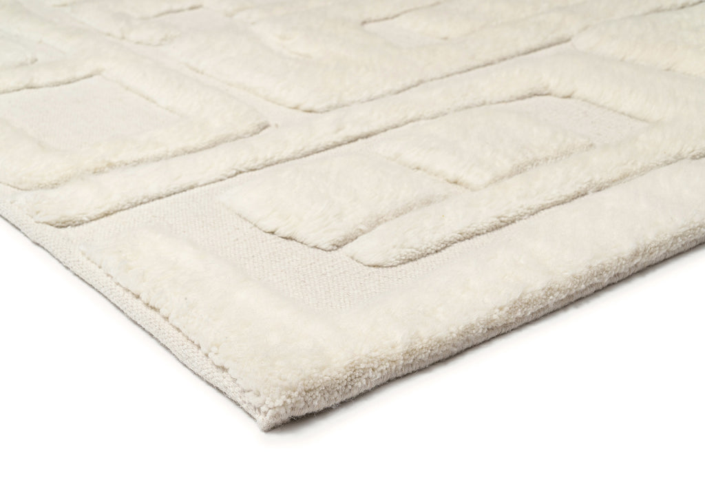 Rolini Ivory Abstract Textured Wool Rug