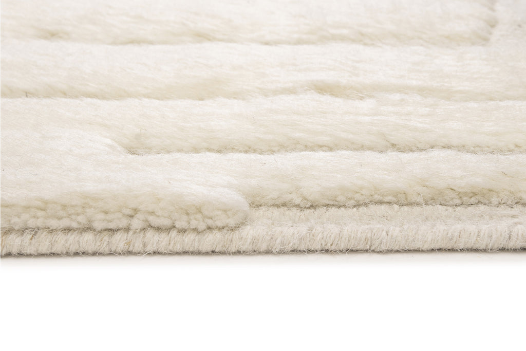 Rolini Ivory Abstract Textured Wool Rug