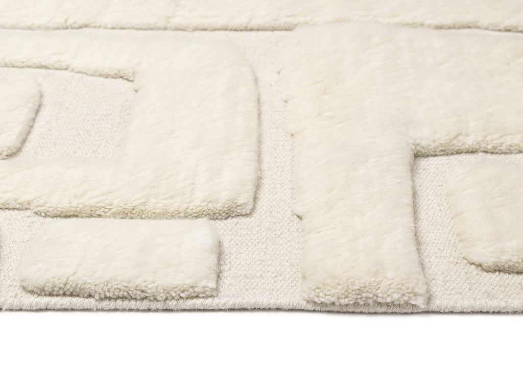 Rolini Ivory Abstract Textured Wool Rug