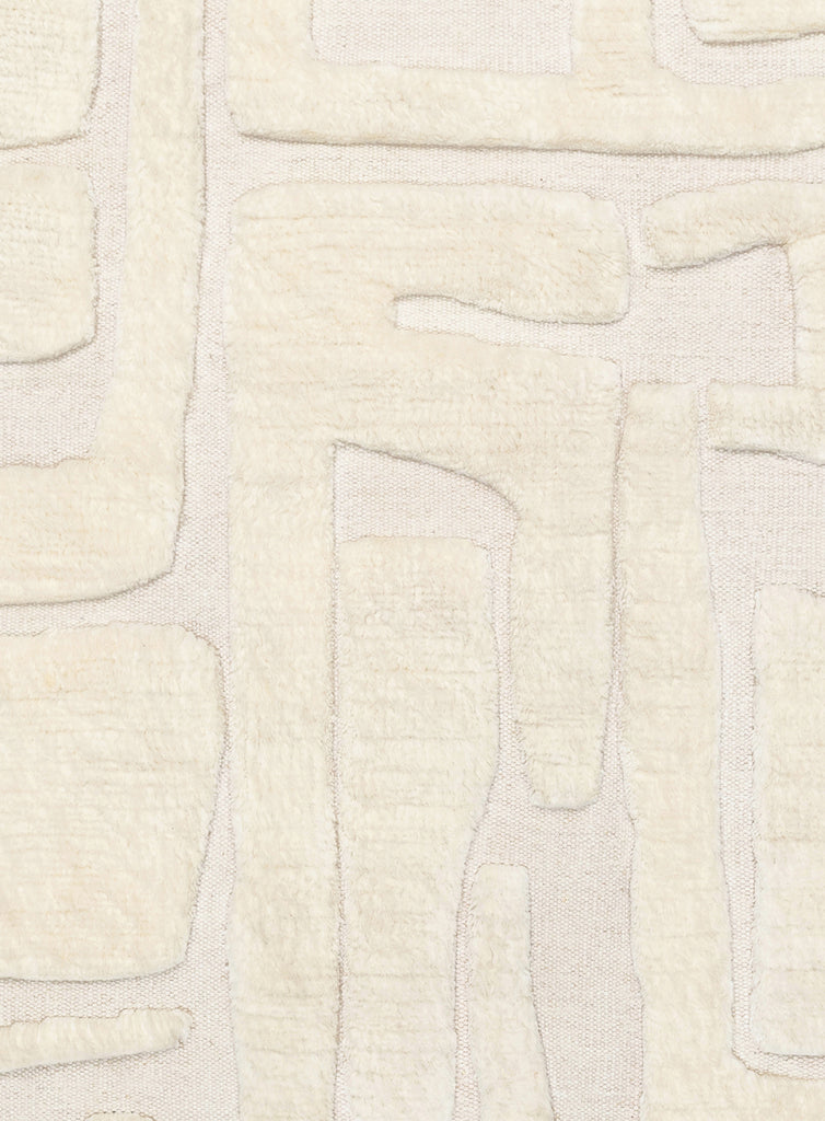 Rolini Ivory Abstract Textured Wool Rug