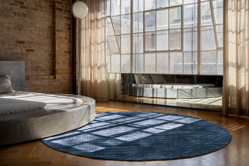 Rooney Navy Handwoven Round Rug