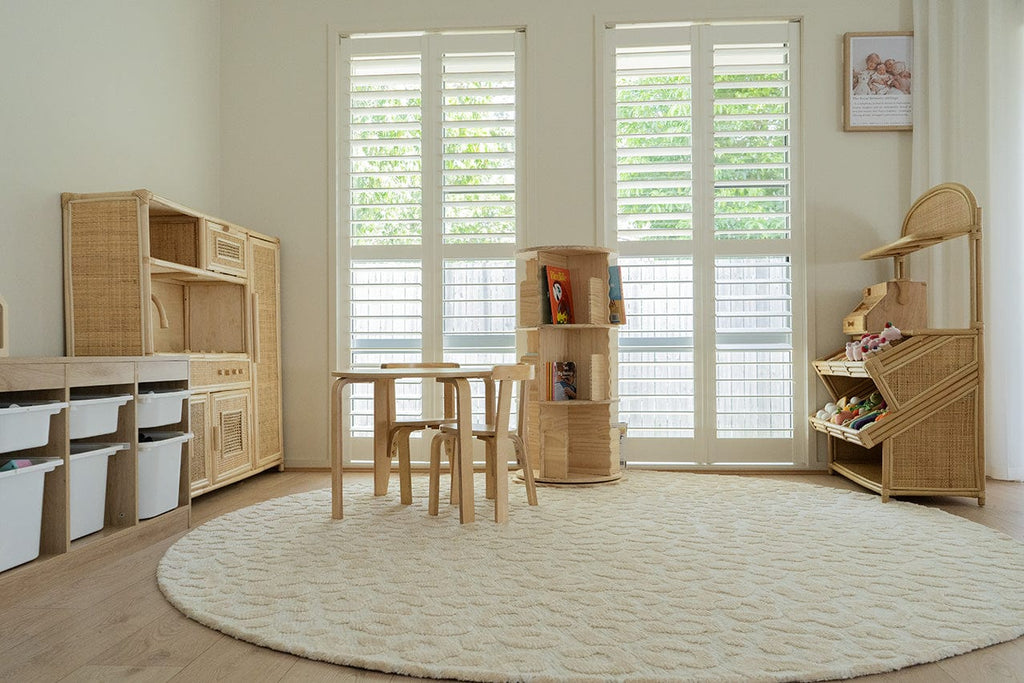 Sabbi Ivory and Cream Animal Pattern Round Rug