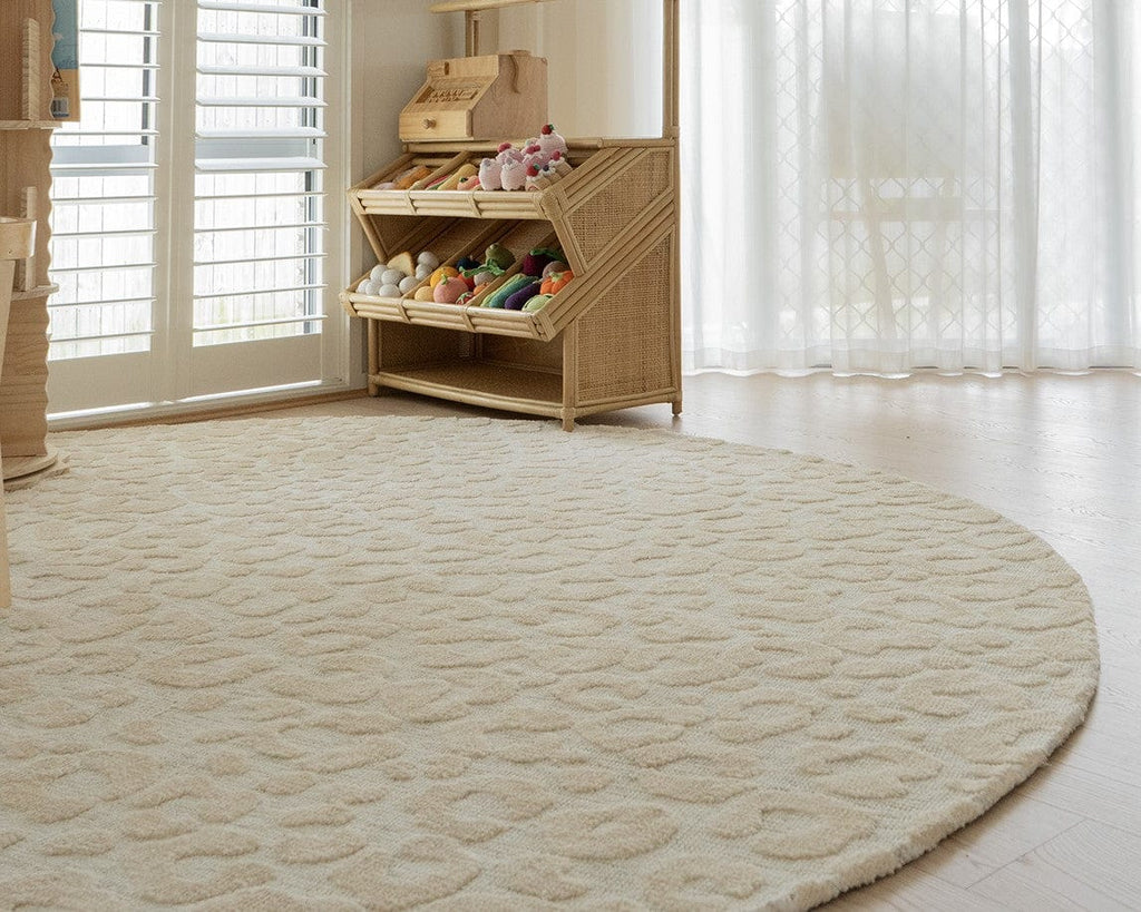 Sabbi Ivory and Cream Animal Pattern Round Rug