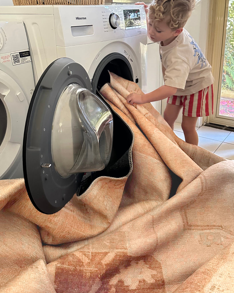 Sabine Cream and Rust Medallion Washable Rug