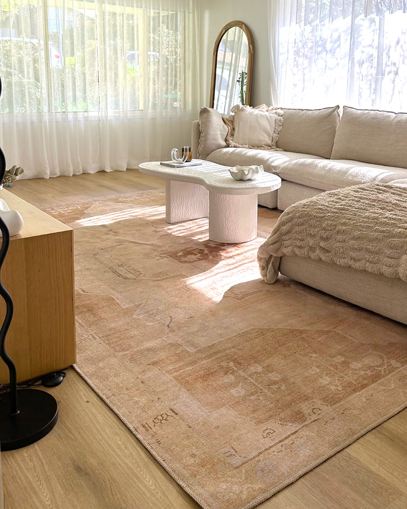 Sabine Cream and Rust Medallion Washable Rug