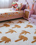 Saffron Mustard Brown Palm Tree Cotton Washable Rug