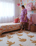 Saffron Mustard Brown Palm Tree Cotton Washable Rug