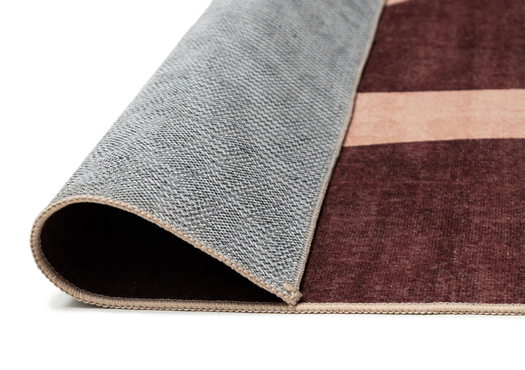 Samia Red and Beige Abstract Washable Rug