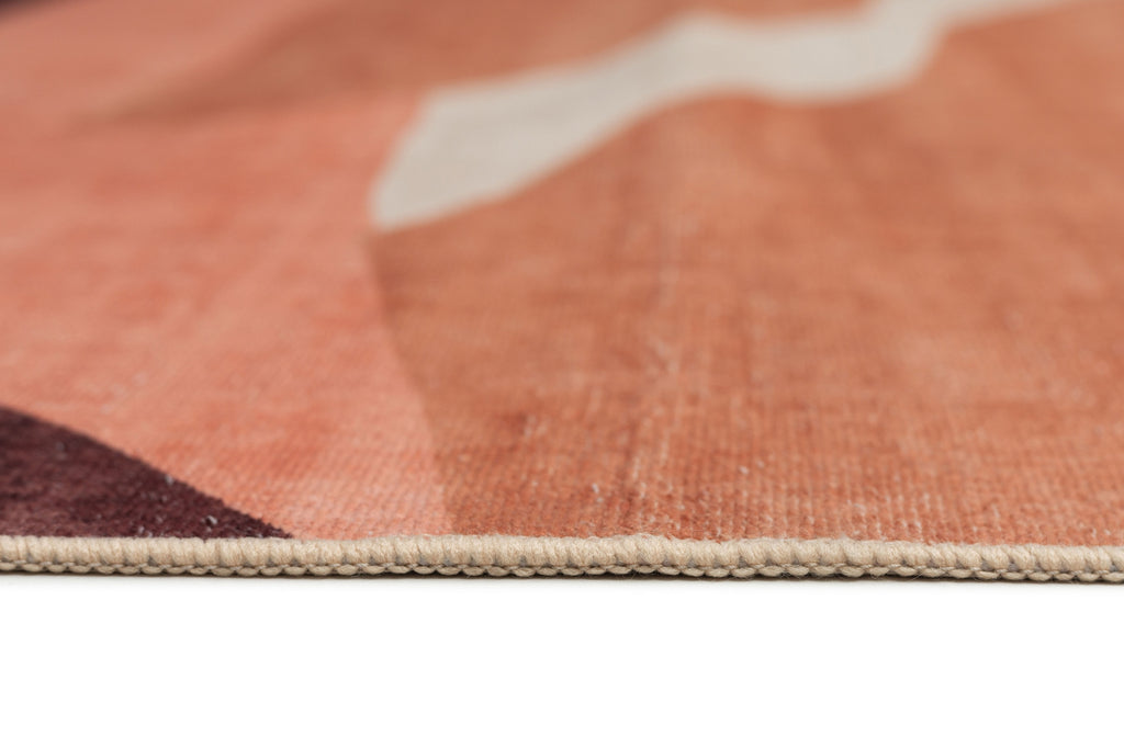 Samia Red and Beige Abstract Washable Rug