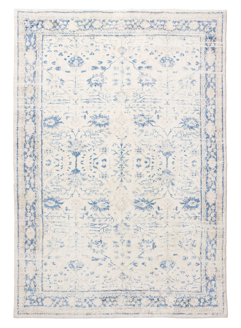 Sarafina Blue and Grey Distressed Washable Rug