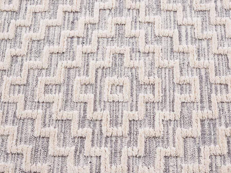 Sarita Ivory and Grey Geometric Textured Rug