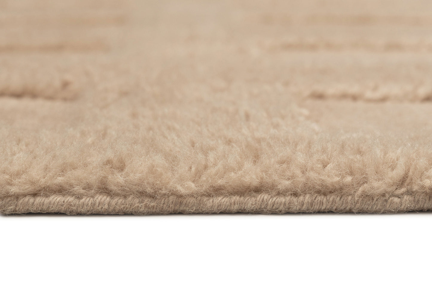 Sauren Beige Geometric Wool Shag Rug
