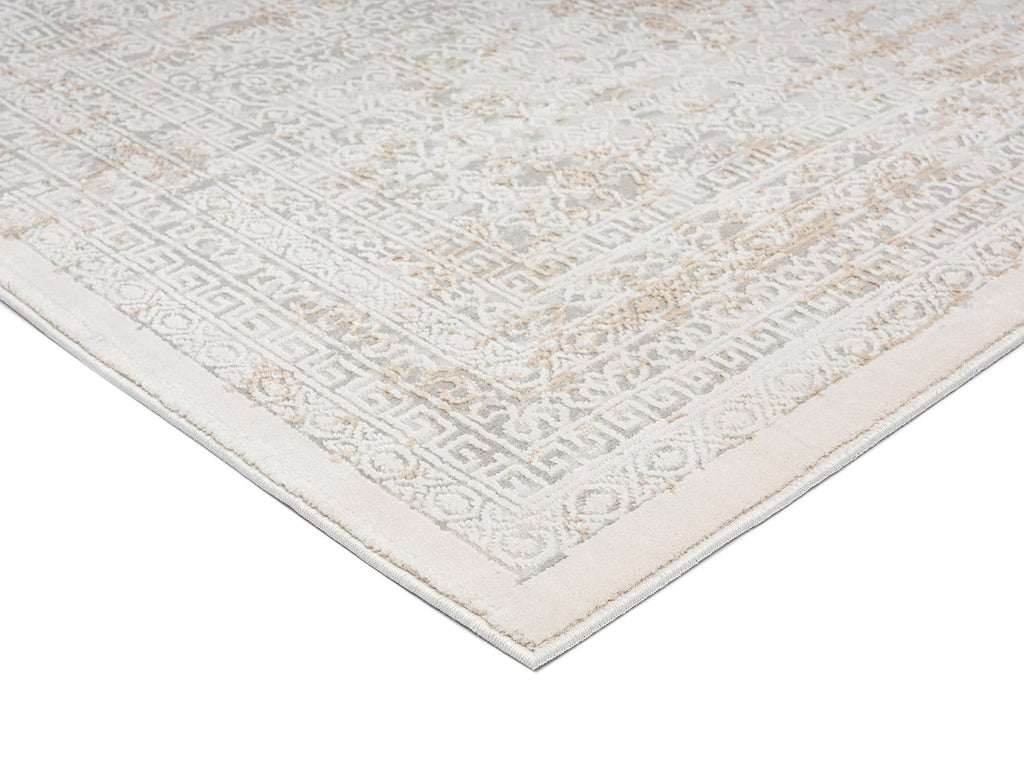 Seda Cream Ivory And Grey Traditional Floral Runner Rug
