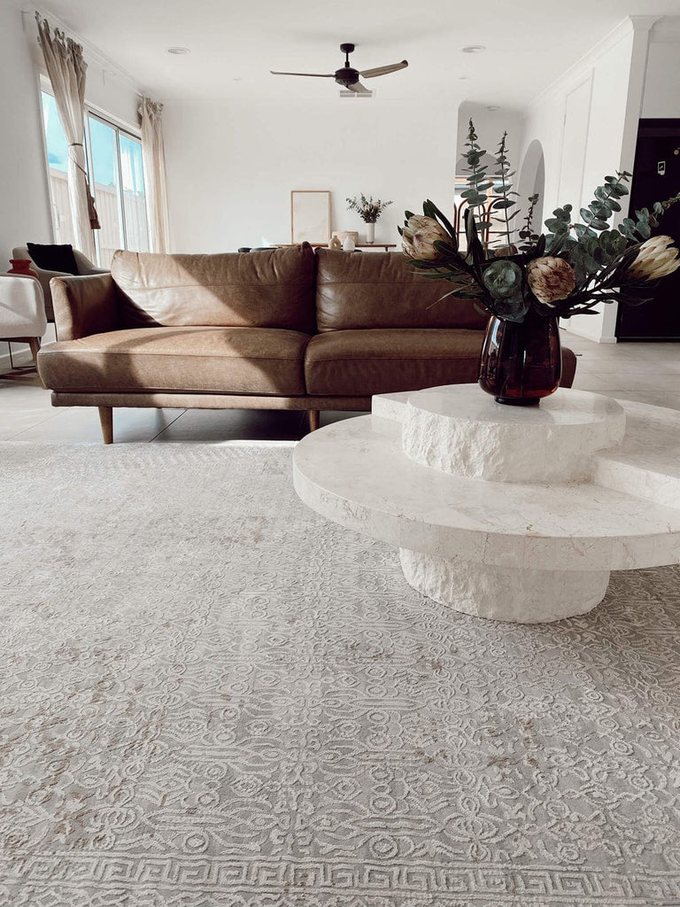 Seda Cream Ivory And Grey Traditional Floral Rug