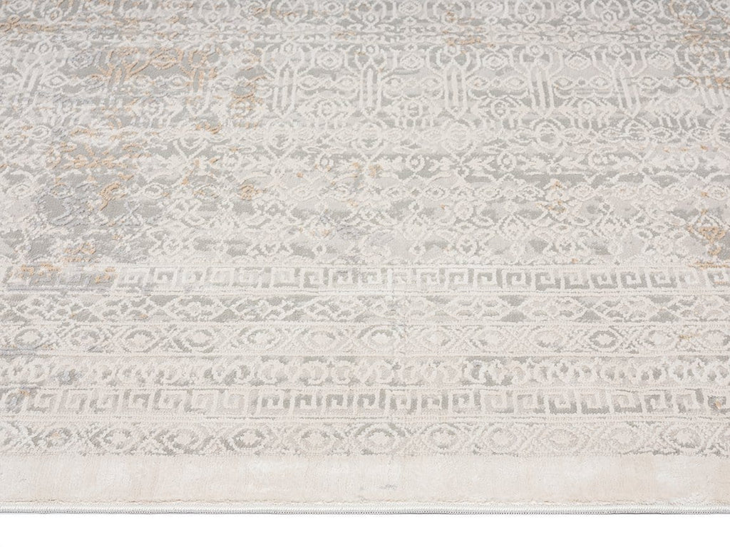 Seda Cream Ivory And Grey Traditional Floral Runner Rug