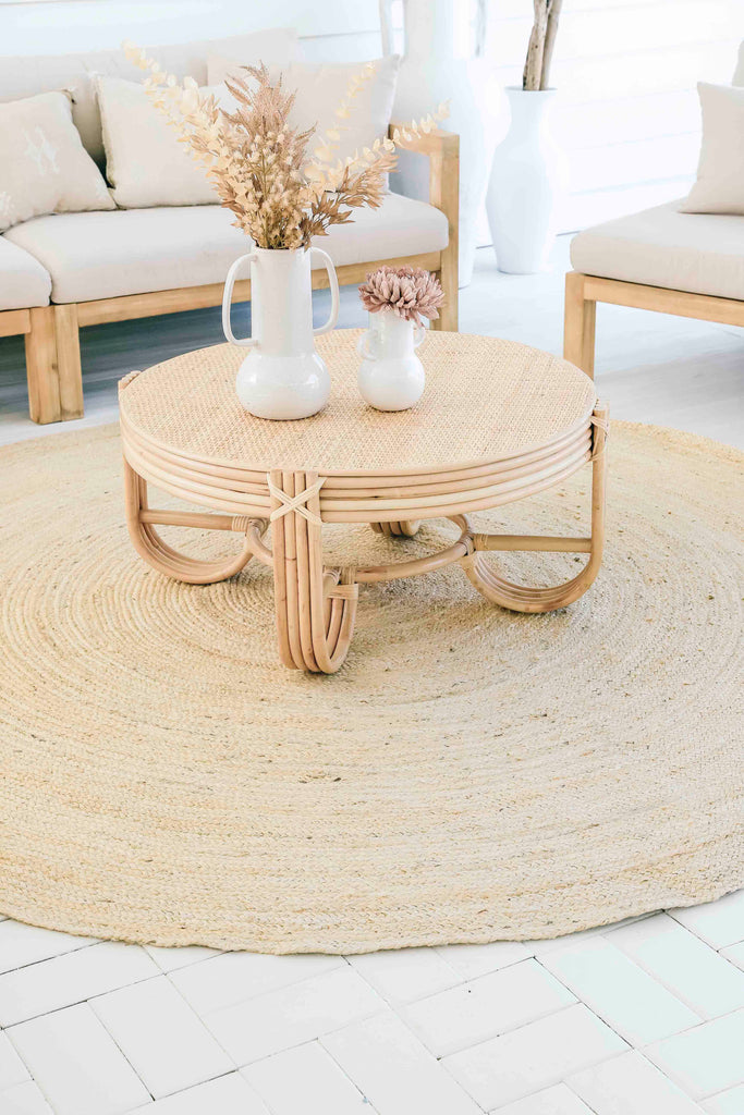 Sete Bleached Hand-Braided Round Jute Rug