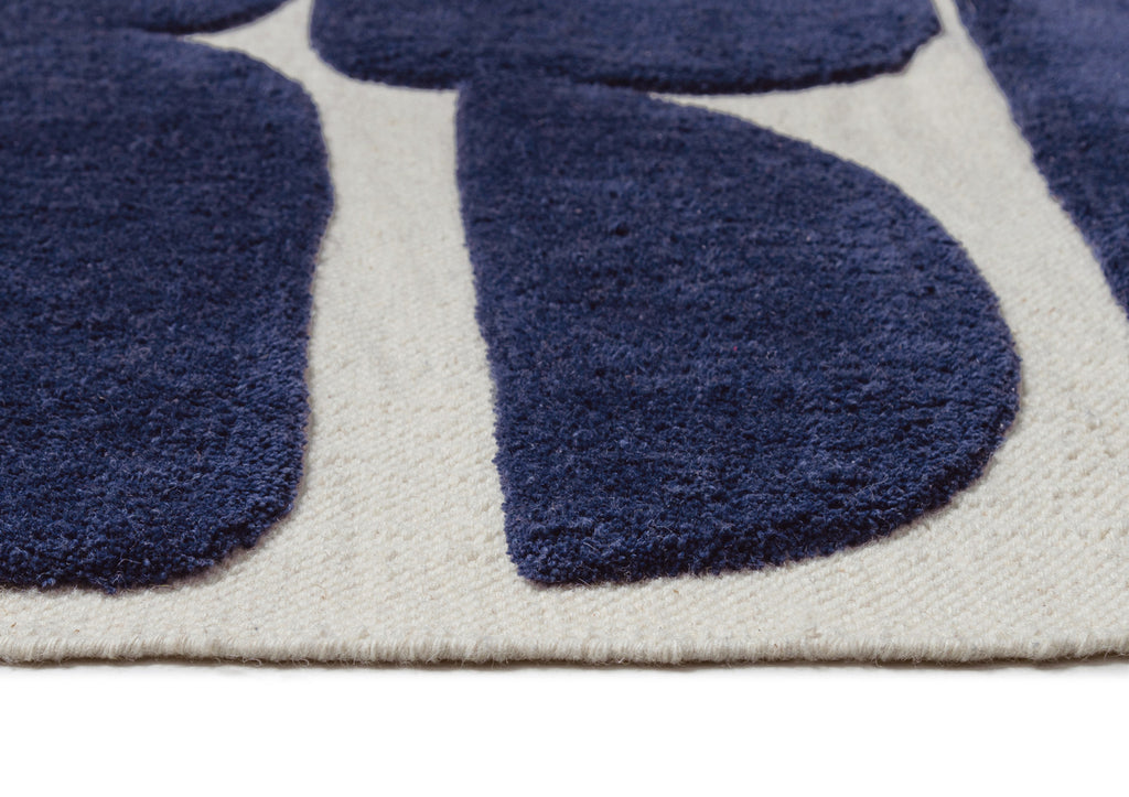 Simora Blue Abstract Washable Wool Rug