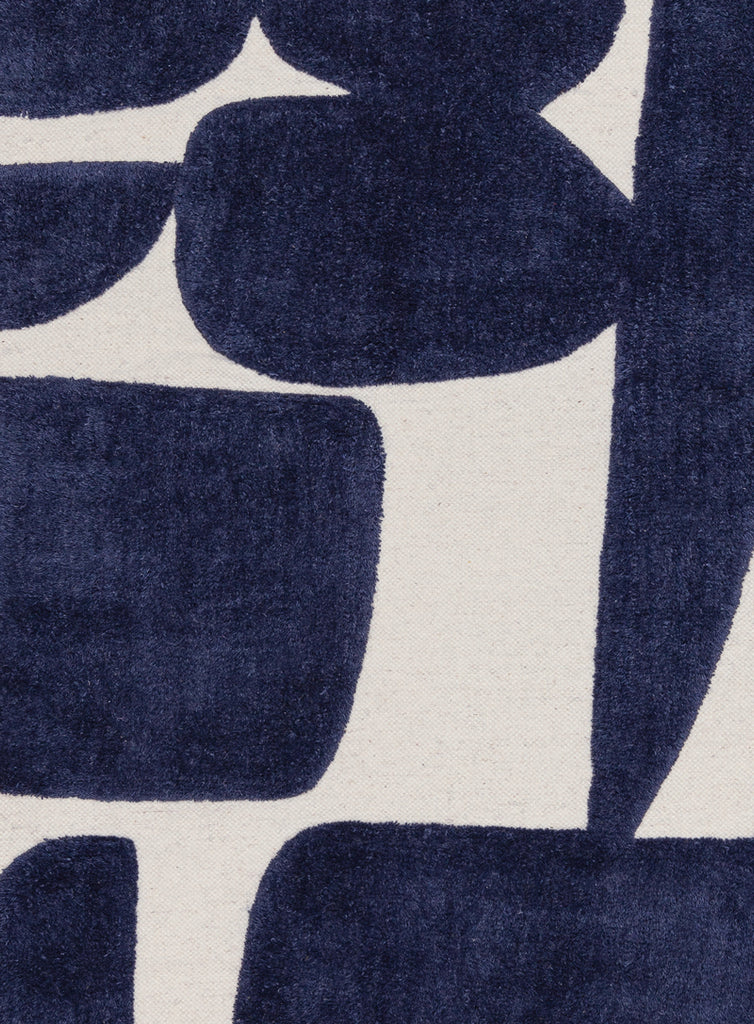 Simora Blue Abstract Washable Wool Rug