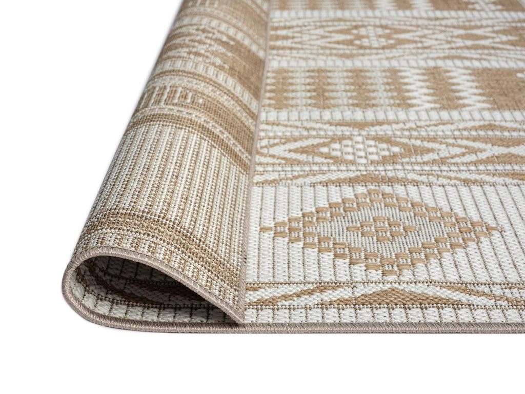 Sitaah Brown and Ivory Tribal Flatweave Indoor Outdoor Rug