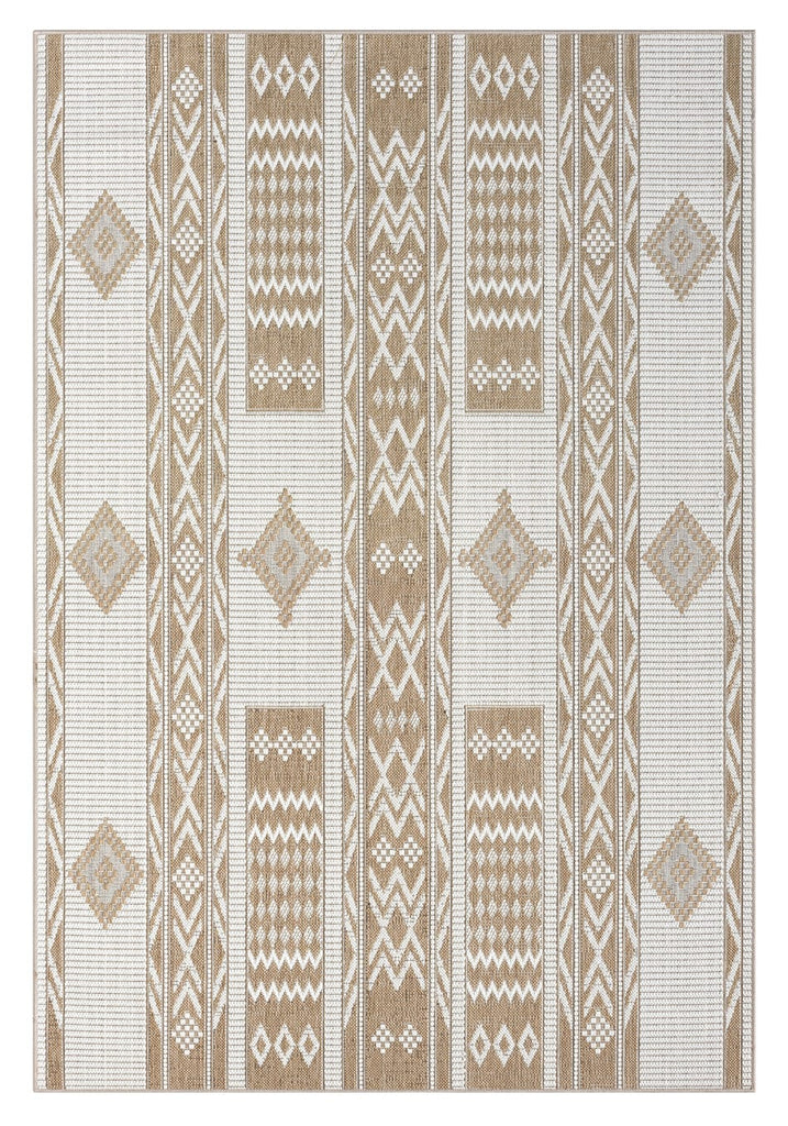 Sitaah Brown and Ivory Tribal Flatweave Indoor Outdoor Rug