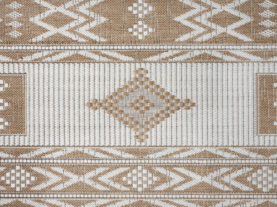 Sitaah Brown and Ivory Tribal Flatweave Indoor Outdoor Rug